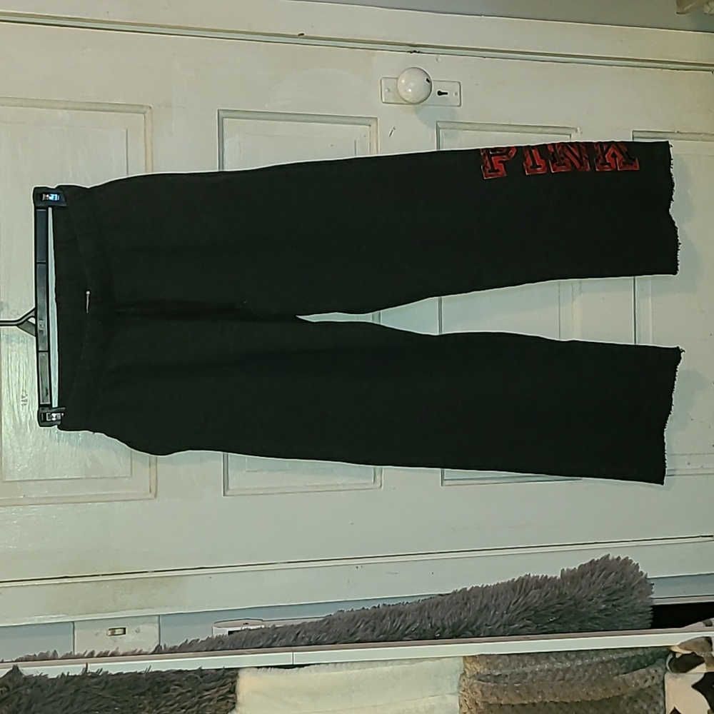 PINK Victoria's Secret Dark Gray Joggers with Red Accents